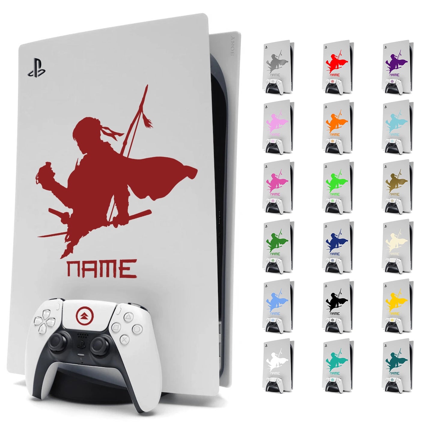 Ghost of Tsushima PS5 Sticker Decal Skin Personalised with Name in Multiple Colours