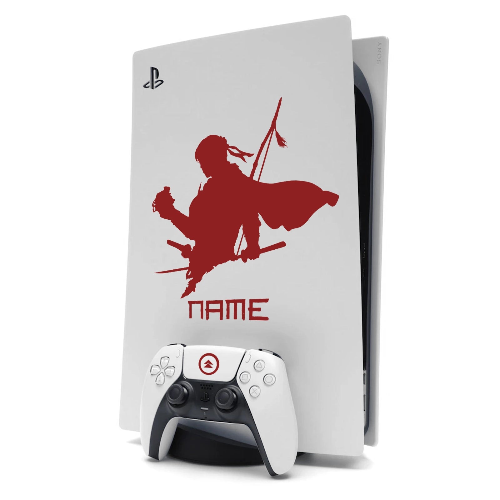 Ghost of Tsushima PS5 Sticker Decal Skin Personalised with Name Burgundy