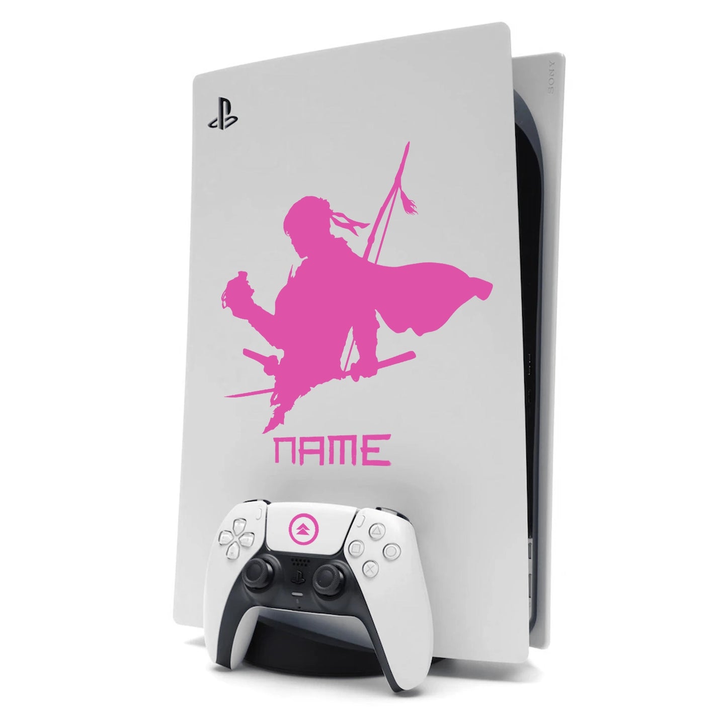 Ghost of Tsushima PS5 Sticker Decal Skin Personalised with Name Hot Pink