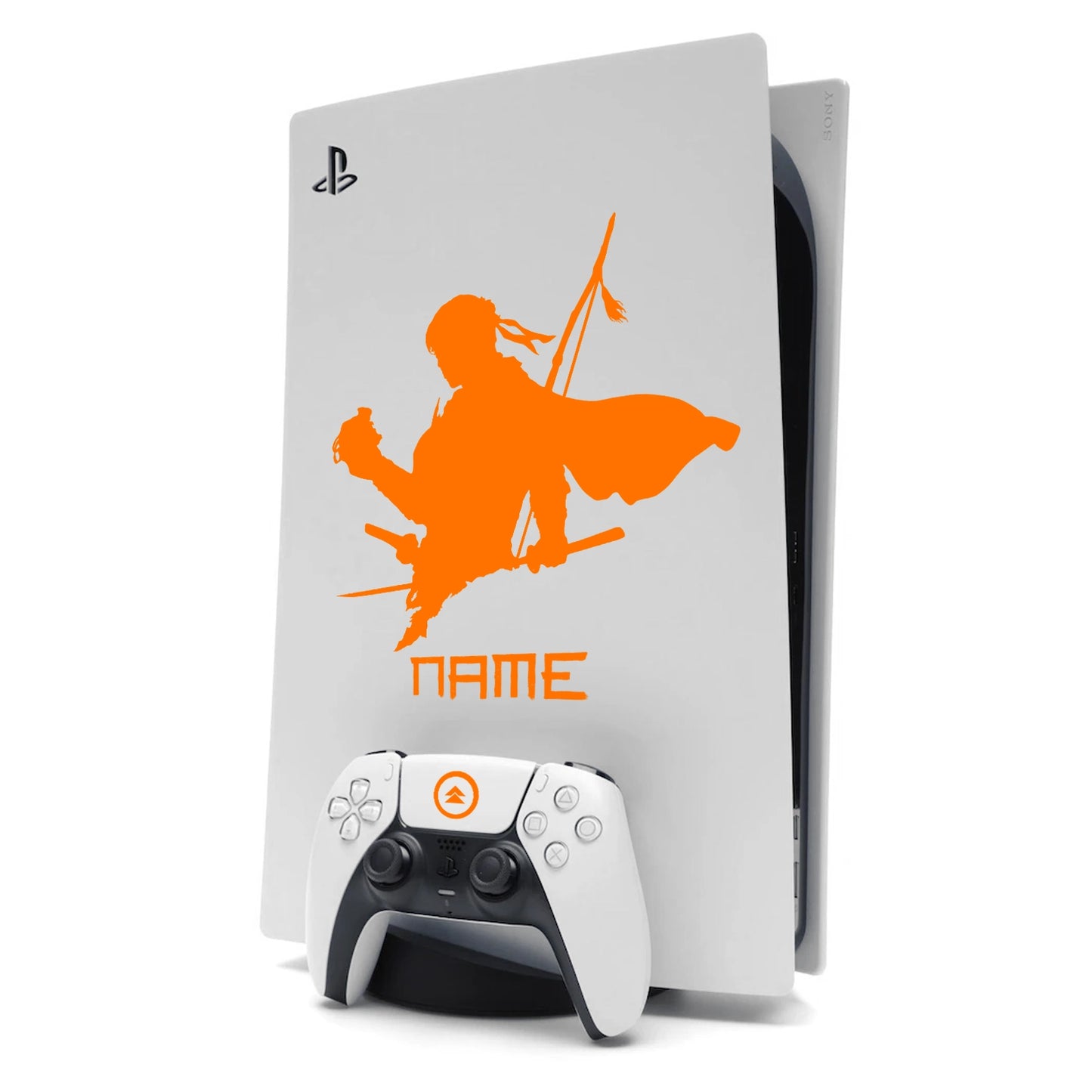 Ghost of Tsushima PS5 Sticker Decal Skin Personalised with Name Orange