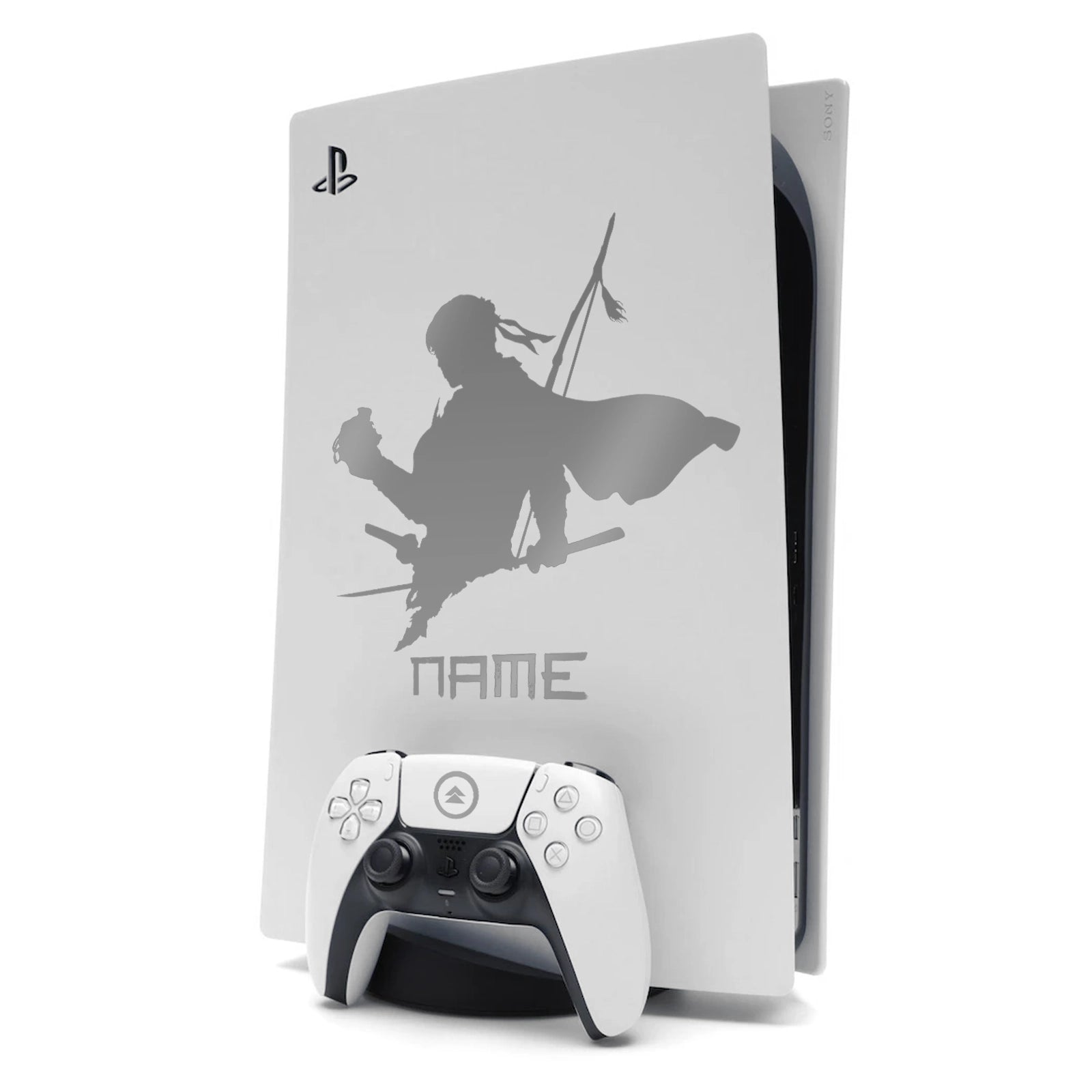 Ghost of Tsushima PS5 Sticker Decal Skin Personalised with Name Silver