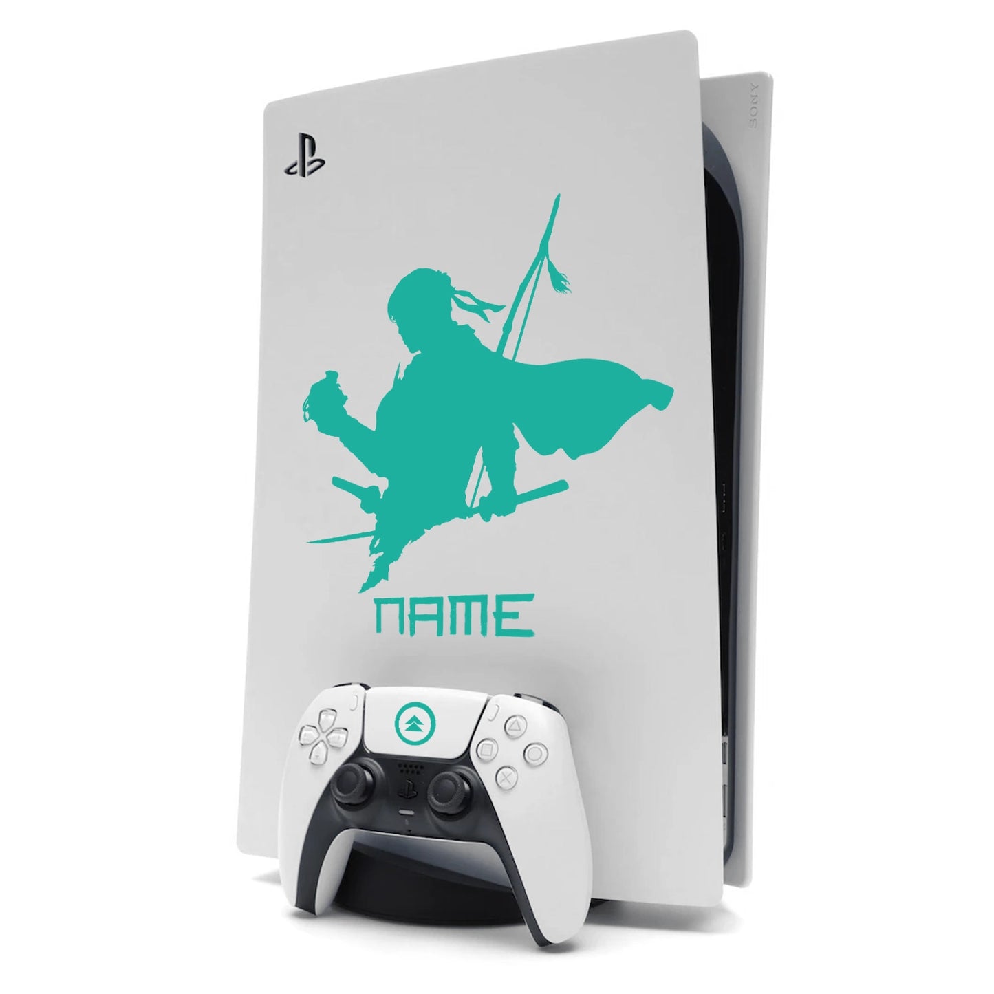 Ghost of Tsushima PS5 Sticker Decal Skin Personalised with Name Turquoise