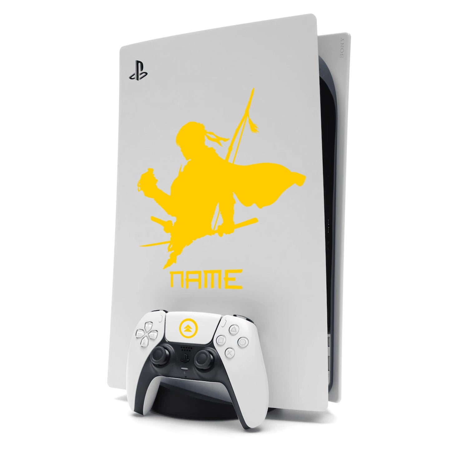 Ghost of Tsushima PS5 Sticker Decal Skin Personalised with Name Yellow