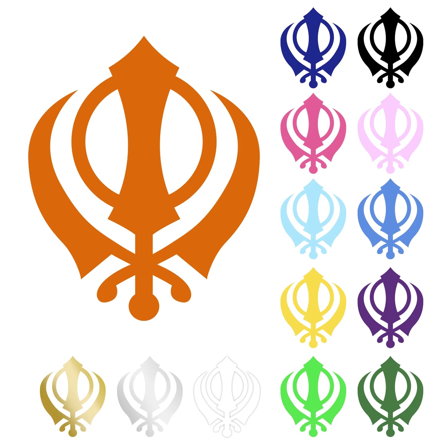 Sikh Khanda Window Stickers in Multiple Colours