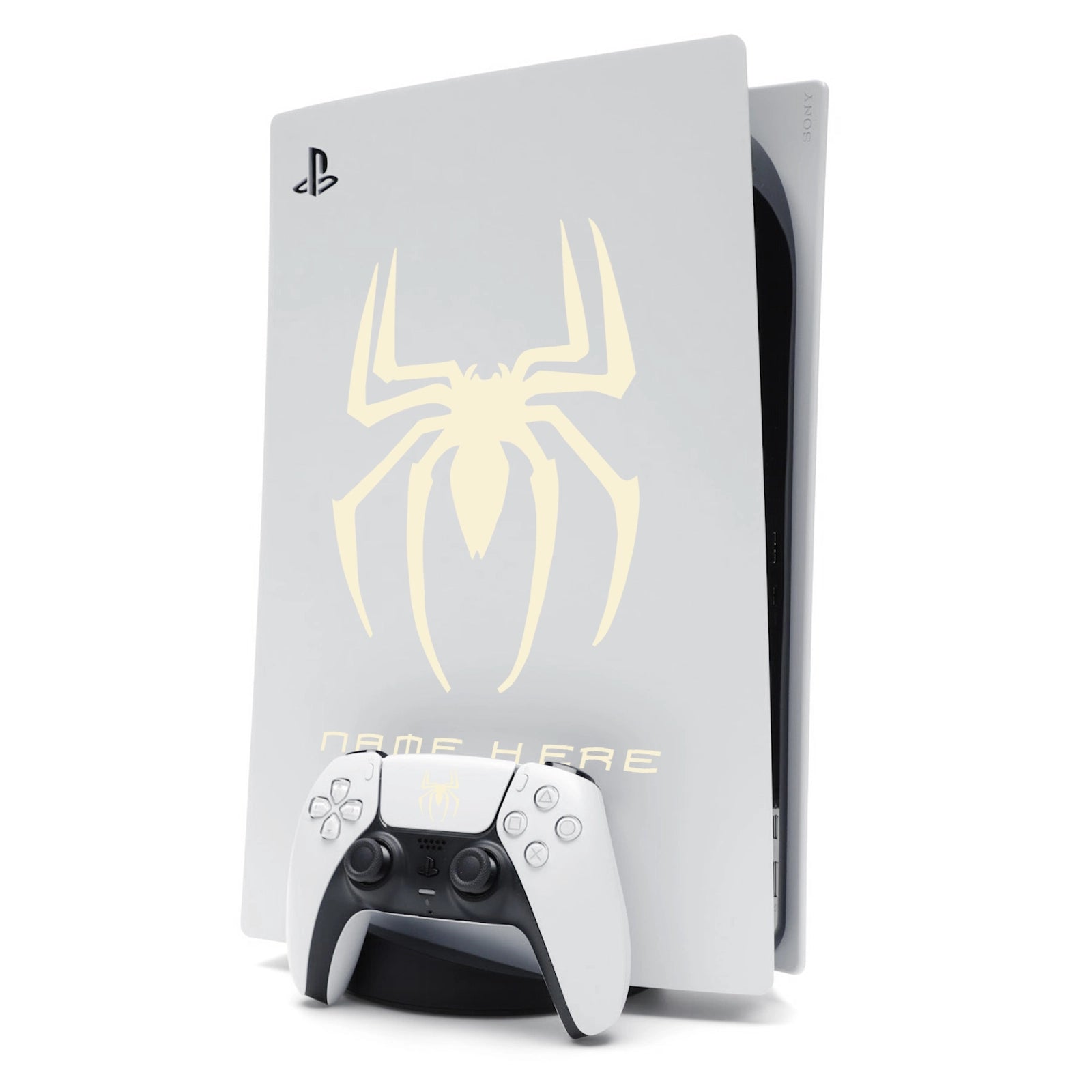 Custom Name Spider-Man Sticker Decal for PlayStation 5 PS5 Console - Cream