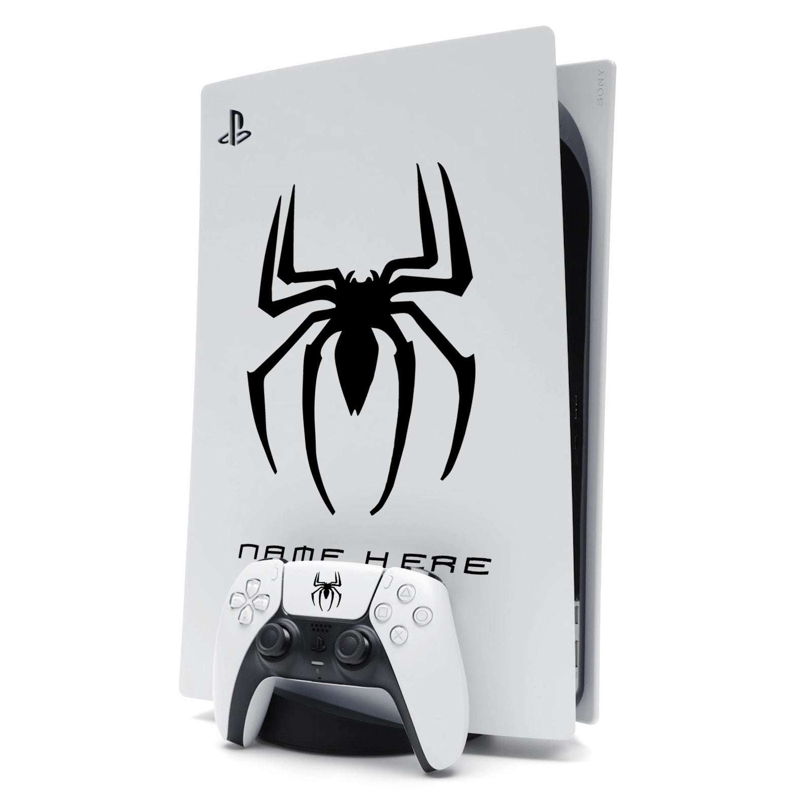 Custom Name Spider-Man Sticker Decal for PlayStation 5 PS5 Console - Black