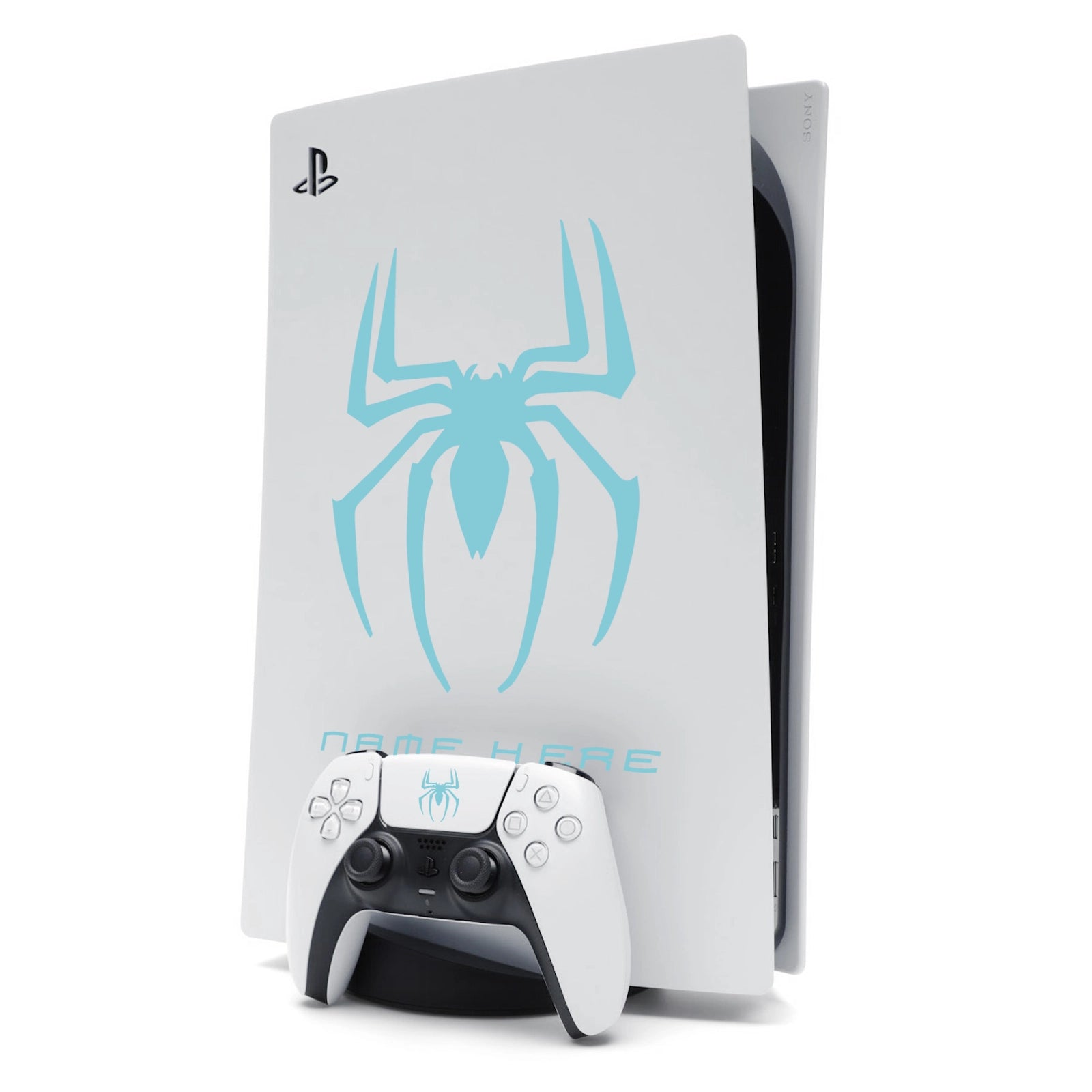 Custom Name Spider-Man Sticker Decal for PlayStation 5 PS5 Console - Blue