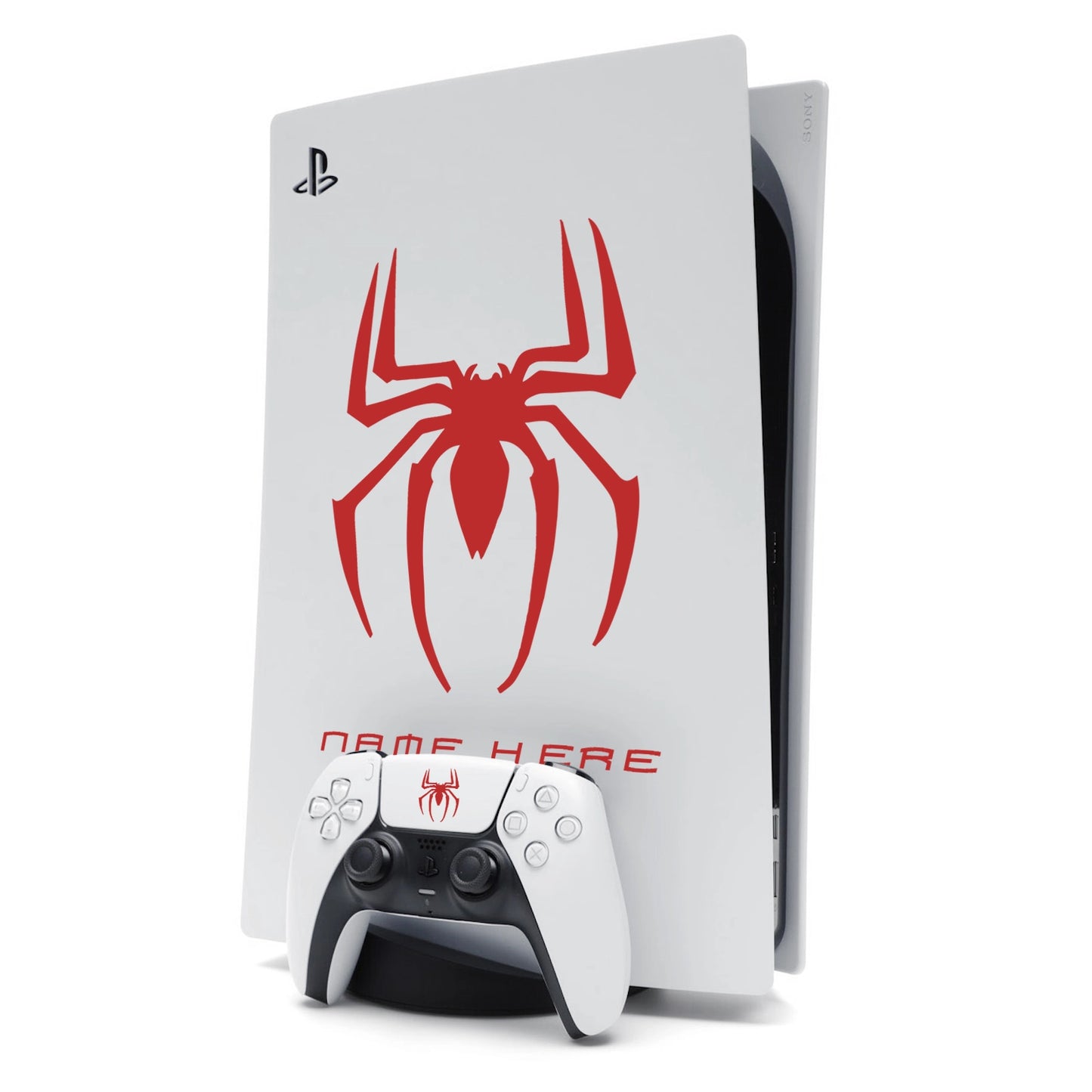 Custom Name Spider-Man Sticker Decal for PlayStation 5 PS5 Console - Burgundy