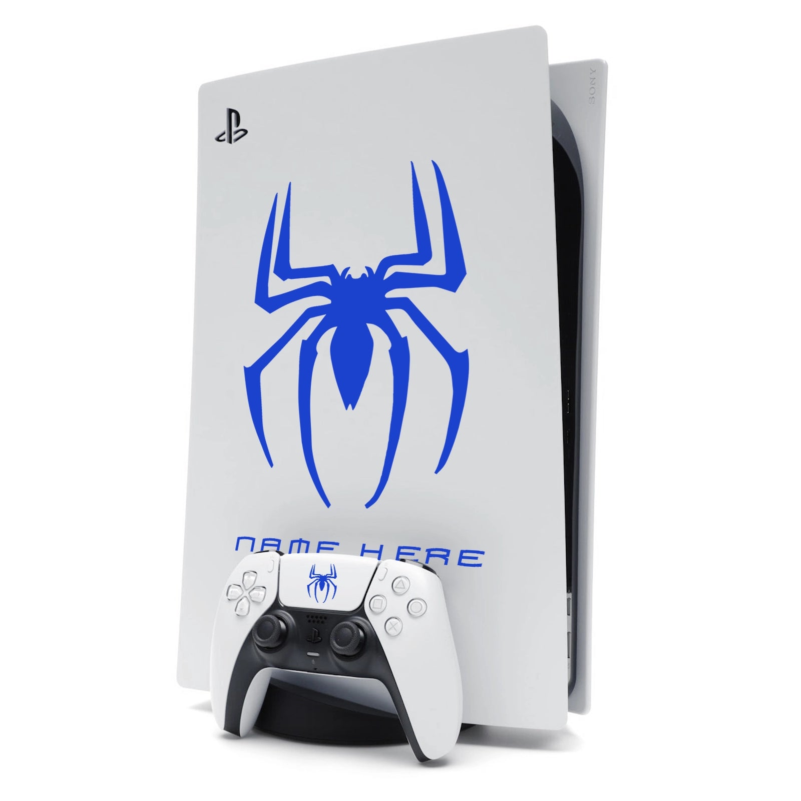 Custom Name Spider-Man Sticker Decal for PlayStation 5 PS5 Console - Dark Blue