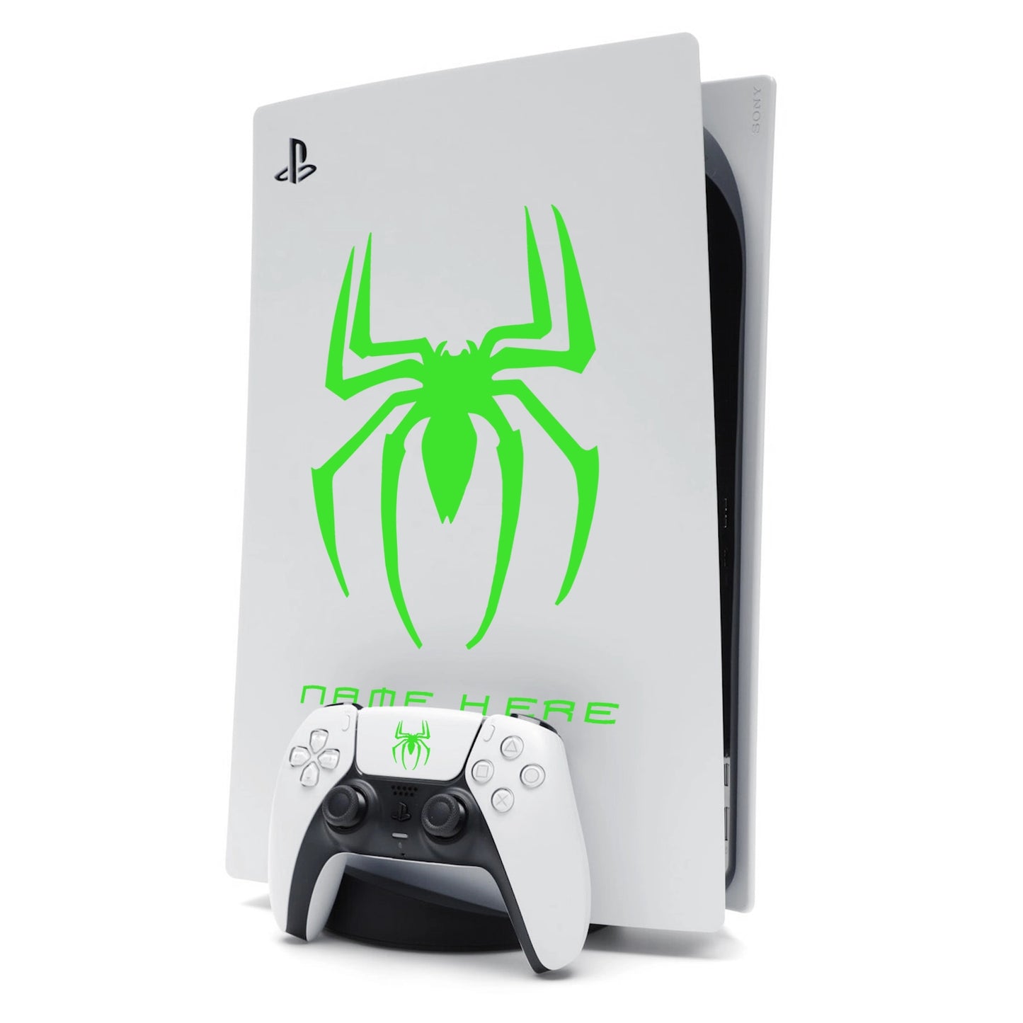 Custom Name Spider-Man Sticker Decal for PlayStation 5 PS5 Console - Green
