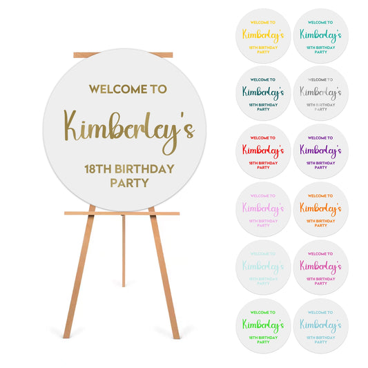 50cm Round Party Welcome Board Sign Vinyl in Multiple Colour Options