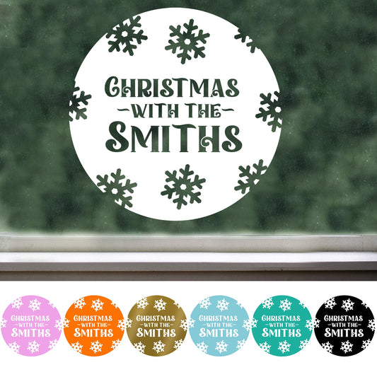 Personalised Family Name Christmas Window Sticker in Multiple Colours