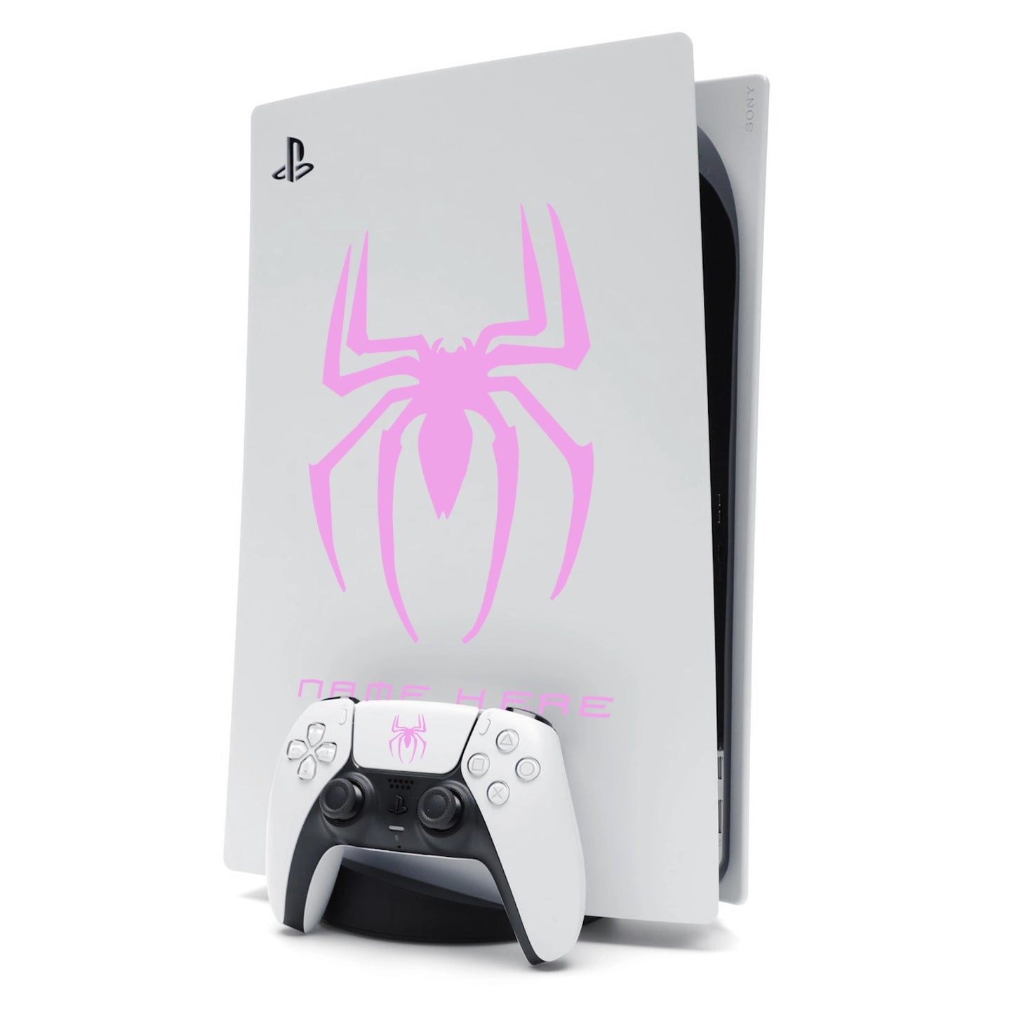 Custom Name Spider-Man Sticker Decal for PlayStation 5 PS5 Console - Pink