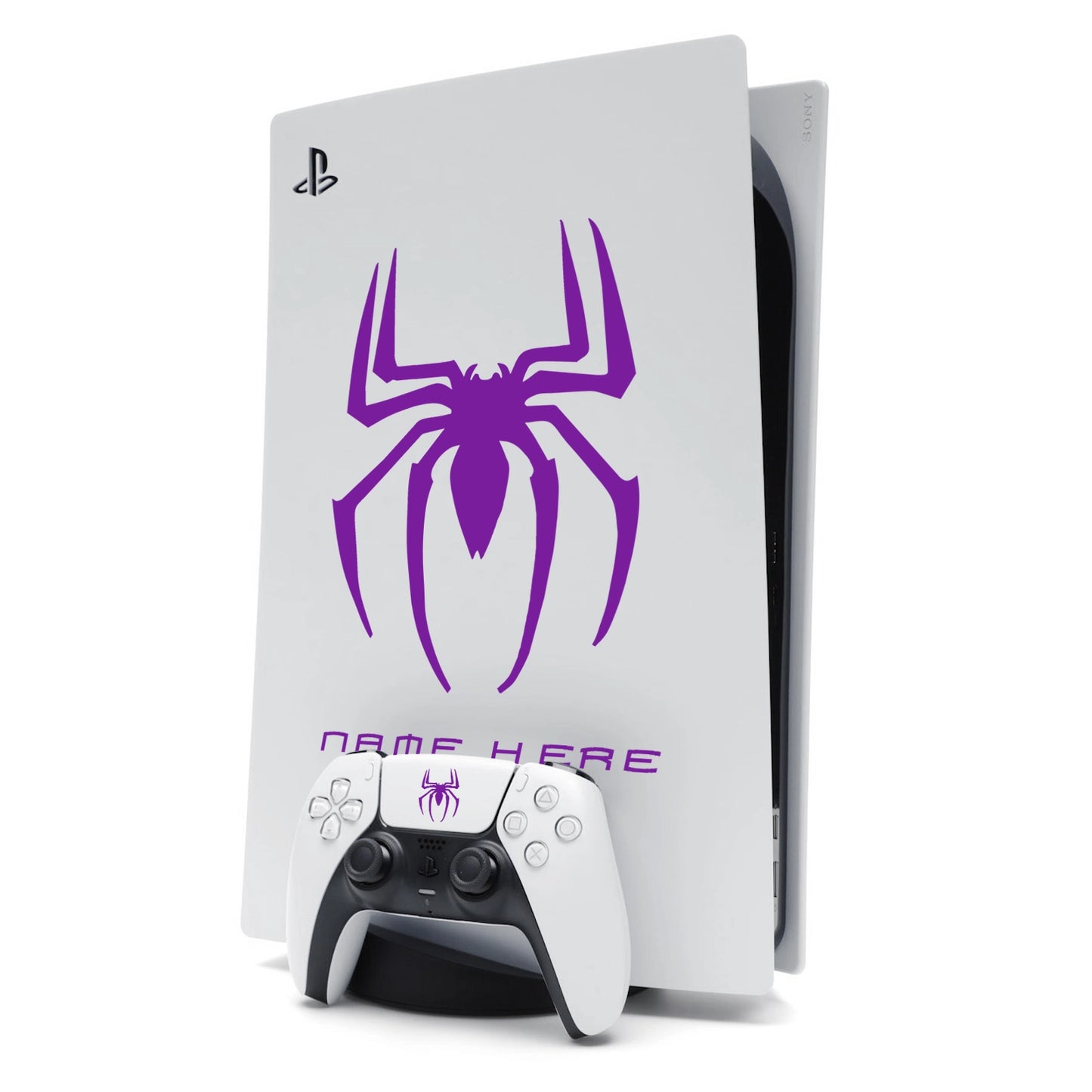 Custom Name Spider-Man Sticker Decal for PlayStation 5 PS5 Console - Purple
