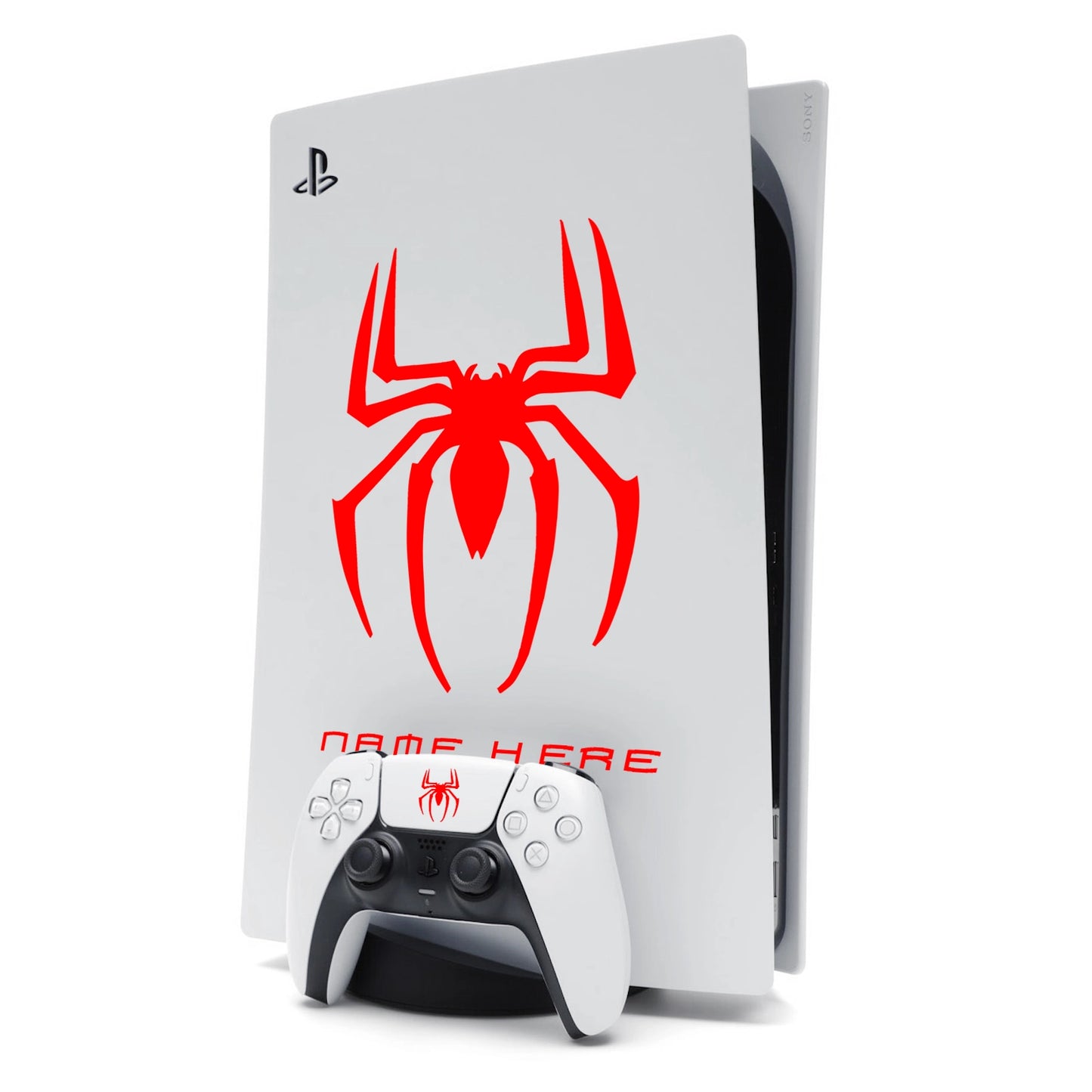 Custom Name Spider-Man Sticker Decal for PlayStation 5 PS5 Console - Red