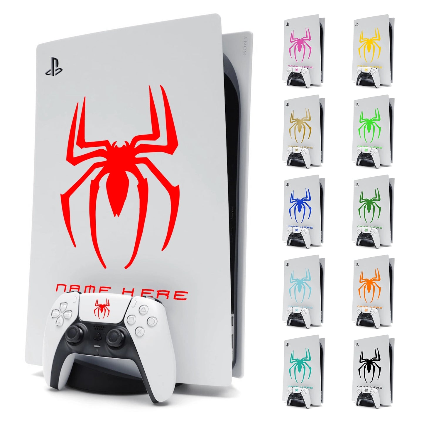 Custom Name Spider-Man Sticker Decal for PlayStation 5 PS5 Console